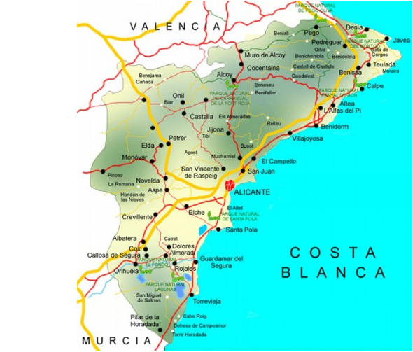 Costa Blanca map